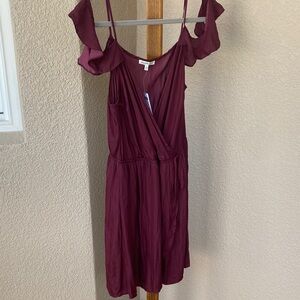 Charlotte Russe Burgundy Mini Dress with Ruffle Sleeves